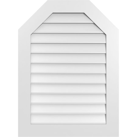 Ekena Millwork Octagonal Top Surface Mount PVC Gable Vent w/ 3-1/2"W x 1"P Standard Frame, 28"W x 38"H GVPOT28X3801SN